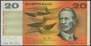 1983 Australia Near Mint $20 VGG 961324 Johnston Stone Paper Banknote issue r408 - Bild 1 von 3