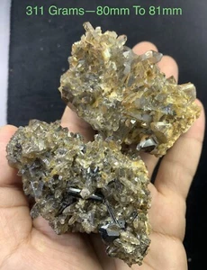 311 Grams Smoky Quartz with Black Tourmaline 2 Specimens - Picture 1 of 11