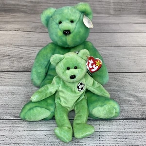 RARE Retired Ty Beanie Babies Buddies 1998 Kicks the Soccer Teddy Bear w/ Errors - Picture 1 of 22