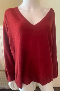 11 Honore 100% Cashmere Long Sleeve Sweater Red Size 1 - Picture 1 of 11