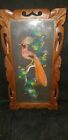 VINTAGE CARTIMEX MEXICAN FEATHERCRAFT FEATHER BIRD PICTURE WOOD ORIGINAL FRAME