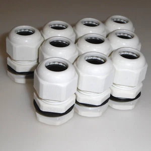 10 Pack of Matelec GL3W M25 White Cable Gland with Rubber Seal and Locknut - Picture 1 of 4