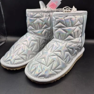 Silver star-patterned children's place boots for girls size 12 - Picture 1 of 6
