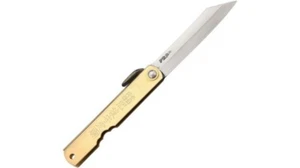 Higonokami Folding Knife Japanese Style Blue Paper Steel Blade - NO.-14-(BRASS) - Picture 1 of 1