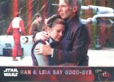 Star Wars Force Awakens Chrome Refractor Base Card #79 Han & Leia Say Good-Bye
