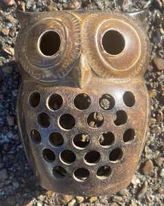 Owl 6” Luminary Candle Votive Vtg Mid Century Stoneware Pottery Light Hanging - Picture 1 of 6
