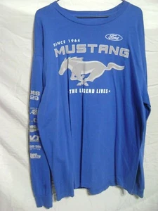 Men's JH Design Long Sleeve Ford Mustang Graphic Blue Shirt XL - Picture 1 of 5