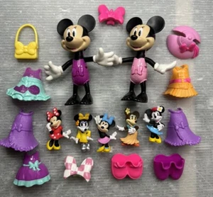 Disney Minnie Mouse FIGURE LOT Dress Up Bow-tique Snap N Style Accessories PVC - Picture 1 of 15