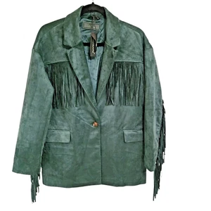 Blank NYC green suede fringe blazer jacket Western Boho festival country NWT XS - Picture 1 of 7