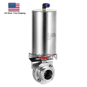 2'' Sanitary Pneumatic Butterfly Valve SS304L Clamp OD 64mm Single Acting - Picture 1 of 8