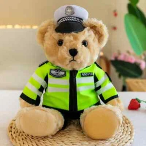 Verkehrspolizei Teddybär Puppe Uniform und Hut Teddybär Plüschtier Kinder Geschenk - Bild 1 von 6