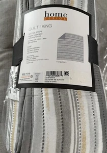 Quilt King, neutrale Streifen, grau, wendbar, Home Design Macy’s, leicht, neu - Bild 1 von 6