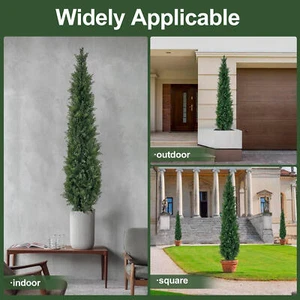 2pcs Artificial Topiary Tree Beautiful Realistic Faux Cedar Pines 5 Feet Tall - Picture 1 of 11