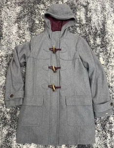 Mint! TOMMY HILFIGER Hooded Wool Mix Toggle Duffle Coat-Gray-Wmn M-Winter - Picture 1 of 11