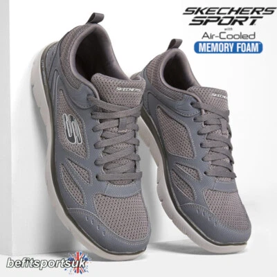 SKECHERS HERRENSCHUHE GRAU WALKING MEMORY FOAM GYM SOFT SKETCHERS SPORTSCHUH UK 9 11