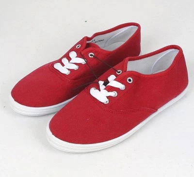 Women's Canvas Hiking Lace-Ups Sneakers Plimsoll Shoe Rubber Sole Sizes 5-10 New - Image 1 of 2