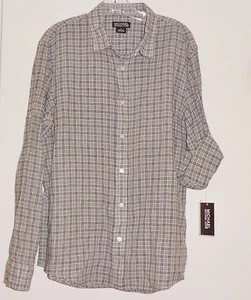 NEW Michael Kors Plaid Shirt NWT $90 sz L Large Roll-up Long Sleeve Linen Cotton - Picture 1 of 6