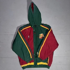 Vintage Seattle Supersonics Starter Jacket XL XLarge Hooded Puffer Full Zip Up - Picture 1 of 19
