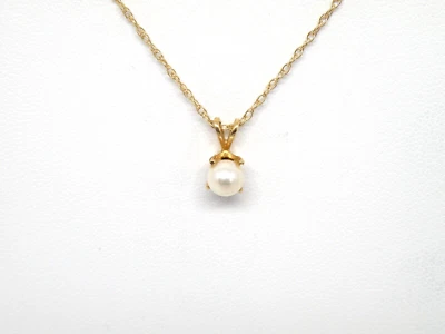 14k Yellow Gold Pendant,  Cultured Pearl, with  14k gold Chain - Image 1 of 4