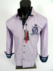 Mens Shirt Purple Pinstripe Absolute Rebellion Polo Tour Embroidered Newman - Picture 1 of 8