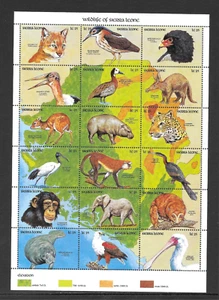 SIERRA LEONE SCOTT 1261 MNH FOGLIO DI 18 - 1990 SIERRA LEONE FAUNA SELVATICA - Foto 1 di 2