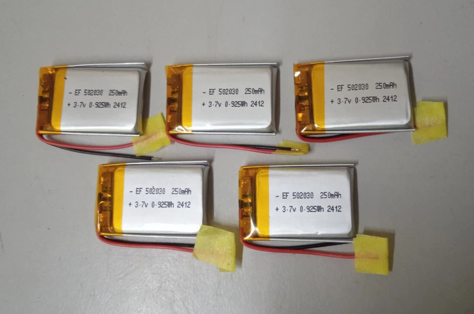 5 Stück Akku 250mAh 3.7V / 0.925Wh Bosch Intuvia Batterie 502030 - Bild 1 von 1