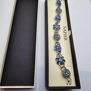 Bracciale Napier Flower BlueDesigns smalto tono argento nuovo con scatola fondo di magazzino - Foto 1 di 6