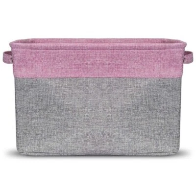 Sorbus ~ Collapsible ~ Storage Basket w/Handles ~ 15 x 10.75 x 9.5 ~ PINK Twill - Image 1 of 4