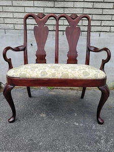 English Queen Anne Mahogany loveseat / Bench 1930's - Picture 1 of 16