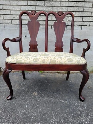 English Queen Anne Mahogany loveseat / Bench 1930's - Image 1 of 4