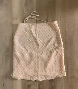 VTG 90s Y2K Express World Brand Peach Sequin Silk Tie Halter Top Sz Small READ - Picture 1 of 15