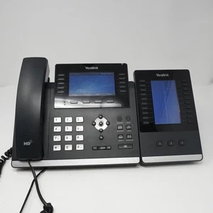 Yealink T46U 4.3" LCD Gigabit IP Phone With Expansion Module Yeahlink EXP43 - Picture 1 of 16