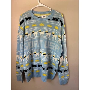 GOAT USA Grafik Pullover Neuheit Rundhals Ziegen Blau M Retro Streetwear - Bild 1 von 5