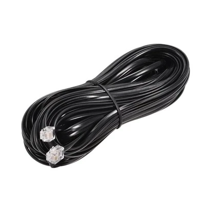 Cable telefónico 50 pies cable telefónico cable de línea telefónica RJ11 6P4C enchufes negro 1 pieza Foto 1 de 4
