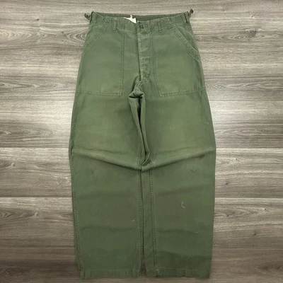 Vintage OG-107 Baker Pants Mens 32x30 Military Fatigue Button Fly Sateen 70s USA - Image 1 of 4