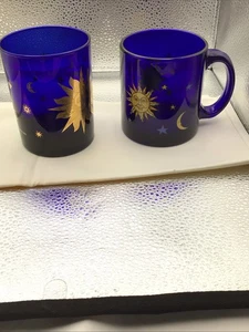 VINTAGE CULVER CELESTIAL COBALT BLUE SET, CUP AND MUG, MADE IN USA - Picture 1 of 22