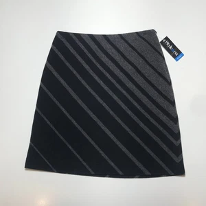 NWT Style & Co. Straight Skirt Size 8P Black Charcoal Diagonal Stripe Wool Blend - Picture 1 of 11