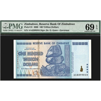 Zimbabwe 100 Trillion Banknote AA 2008 PCGS Or PMG Graded 69PPQ - Image 1 of 2