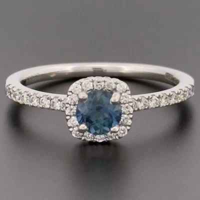 Anillo con racimo de diamantes y zafiros de platino 950 talla M con sello Foto 1 de 4