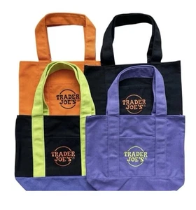 Trader Joes Halloween mini Bags Orange Lime Green Black Purple Set Of 4 - Picture 1 of 1
