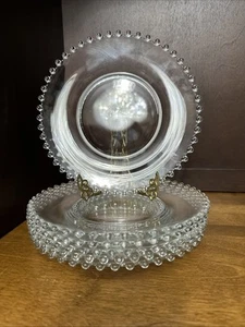 "6 platos de almuerzo Imperial Candlewick 8"" borde burbuja vidrio transparente vintage" - Imagen 1 de 2