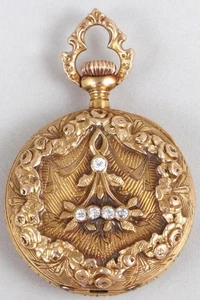 Antique Longines Ladies Pocket Watch 14k gold with Diamonds - Picture 1 of 10
