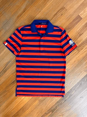 Ralph Lauren Sport мужской синий оранжевый коротким рукавом гольф в полоску рубашка-поло средний - Изображение 1 из 4
