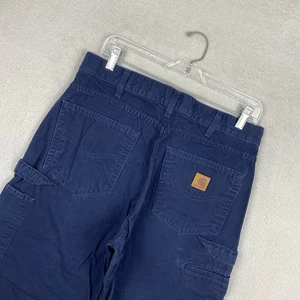 Vintage Carhartt Canvas Carpenter Pants Men’s 32x32 Blue Workwear Original Fit - Picture 1 of 9