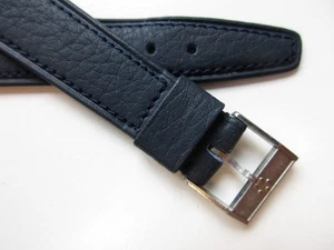 Eterna Vintage 70er Jahre dunkelblau 16mm Leder Uhrenarmband SIGNIERTE Schließe  - Bild 1 von 7