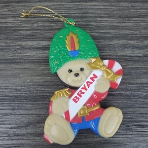 Stravina Personalized BRYAN Teddy Bear Toy Soldier Christmas Tree Ornament Candy - Picture 1 of 5