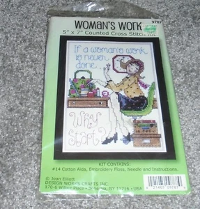 Design Works El trabajo de las mujeres nunca termina Por qué empezar a contar el kit de punto de cruz #9787 - Imagen 1 de 3
