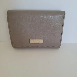 Furla Italian Zip Around Wallet Small Geniue Leather Gray Designer Compact Logo - Picture 1 of 10