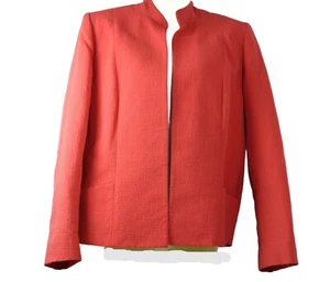Vintage Jones New York Signature Jacket Mandarin Collar Deep Coral Womens Sz 12 - Picture 1 of 9