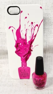 iPhone 5 OPI Pink & White Hard Phone Cover + Mini Pink OPI Nail Polish NWOB!!! - Picture 1 of 2